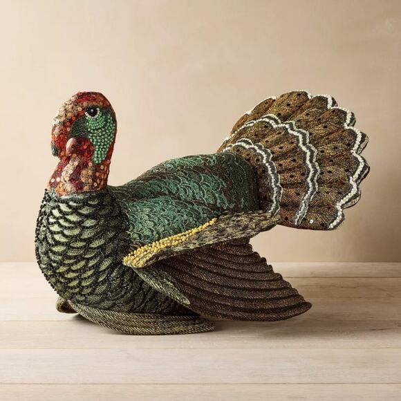 John Derian x Target Beaded Turkey Pillow Holiday Novelty Collectible Home Décor - Picture 3 of 11